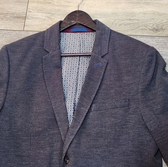 Ted Baker London Jay Trim Fit Blue And Grey Men's Wool Blazer Size 42 - Picture 4 of 8